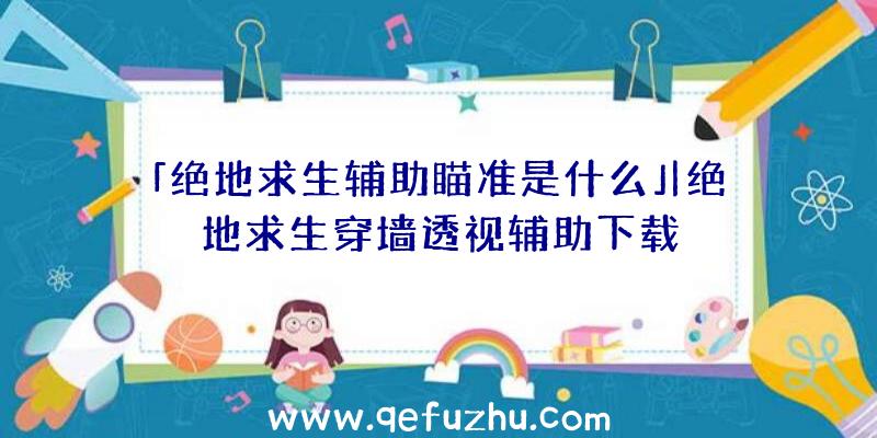 「绝地求生辅助瞄准是什么」|绝地求生穿墙透视辅助下载